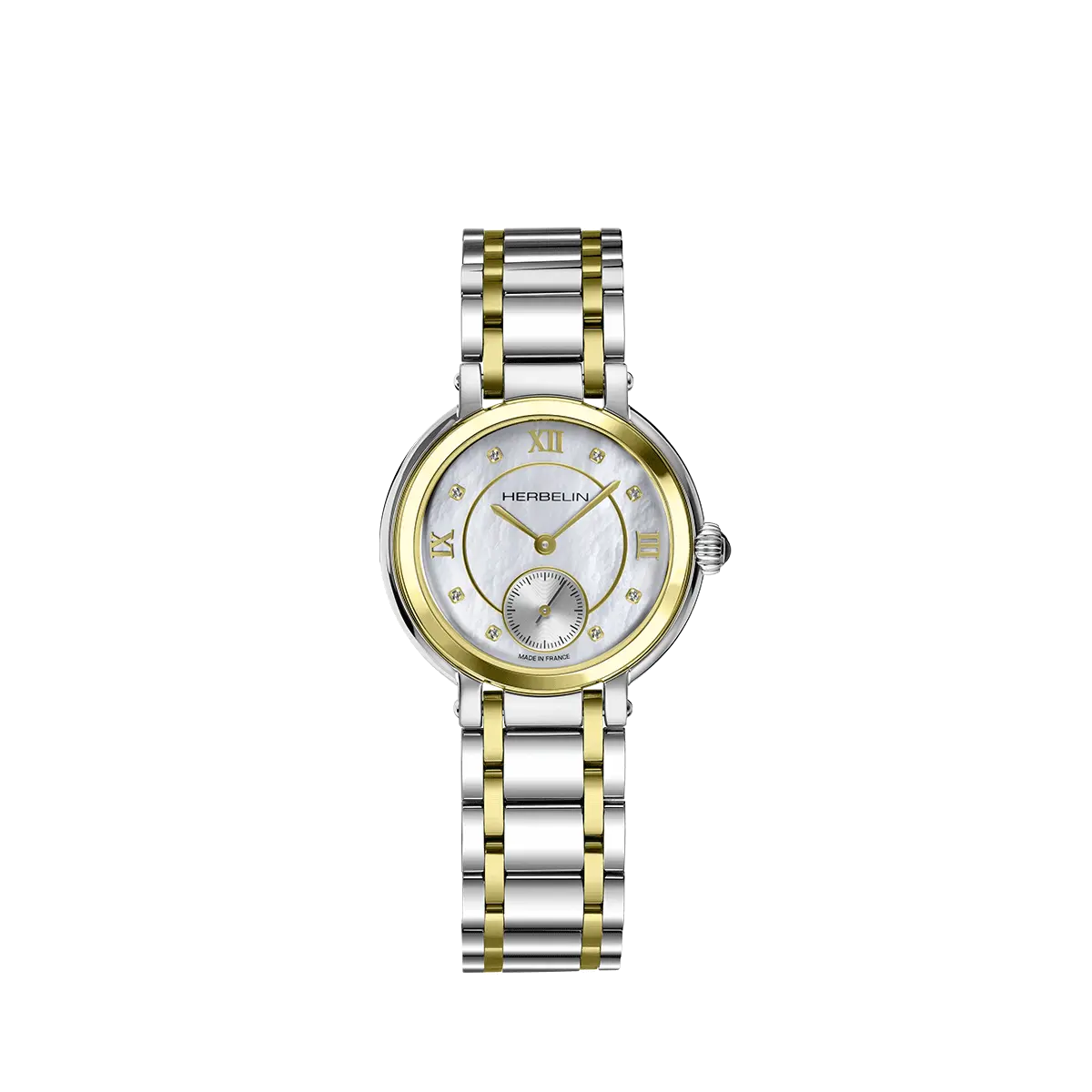 Herbelin Galet Quarz Bicolor Stahl/Gelbgold mit kleiner Sekunde