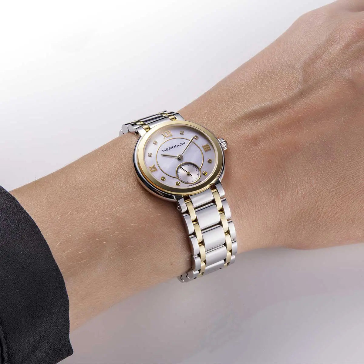 Herbelin Galet Quarz Bicolor Stahl/Gelbgold mit kleiner Sekunde