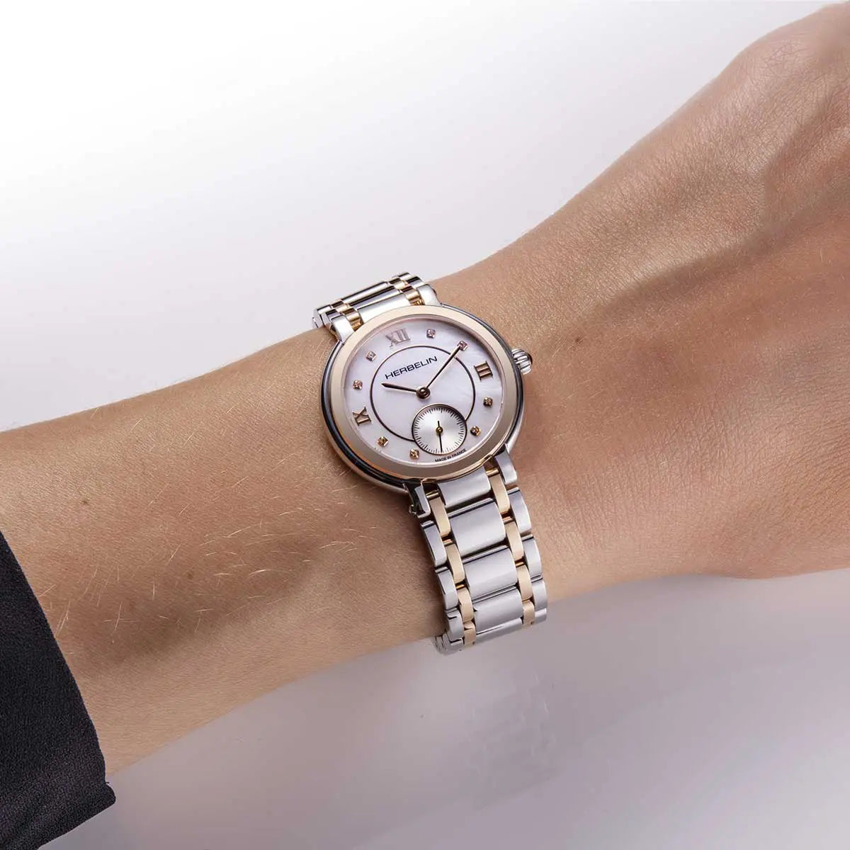 Herbelin Galet Quarz Bicolor Stahl/Roségold mit kleiner Sekunde