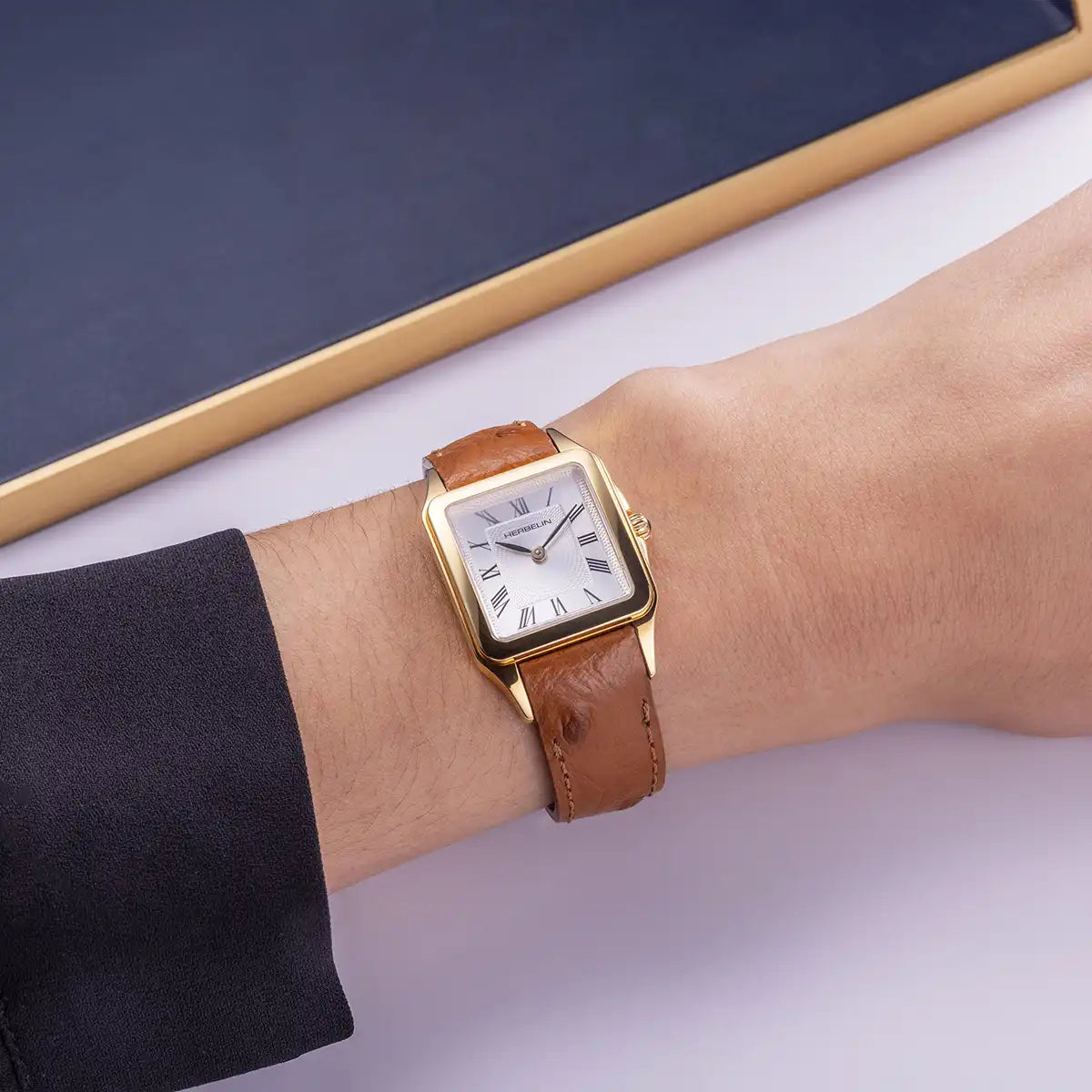 Herbelin Luna Quarz Gelbgold mit Lederband