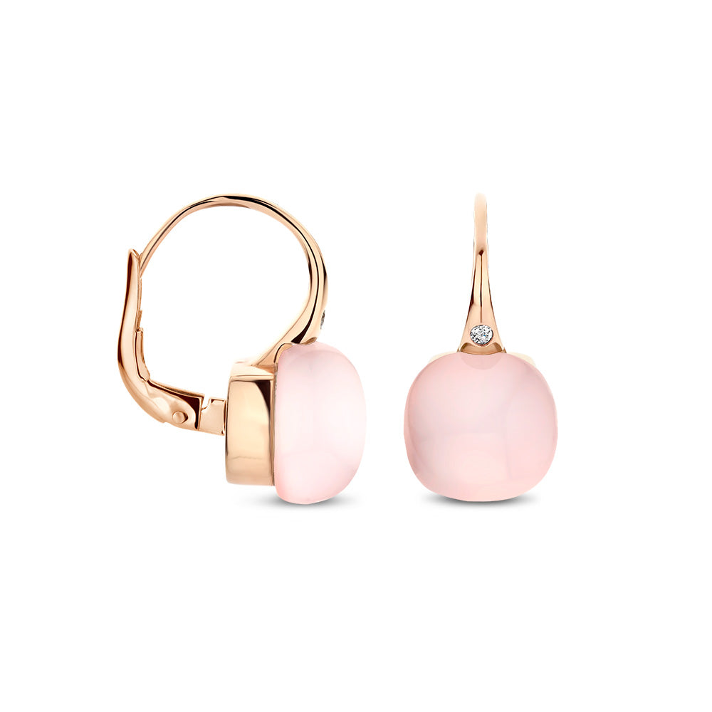 Bigli Mini Sweety Ohrringe mit Rosenquarz und Perlmutt