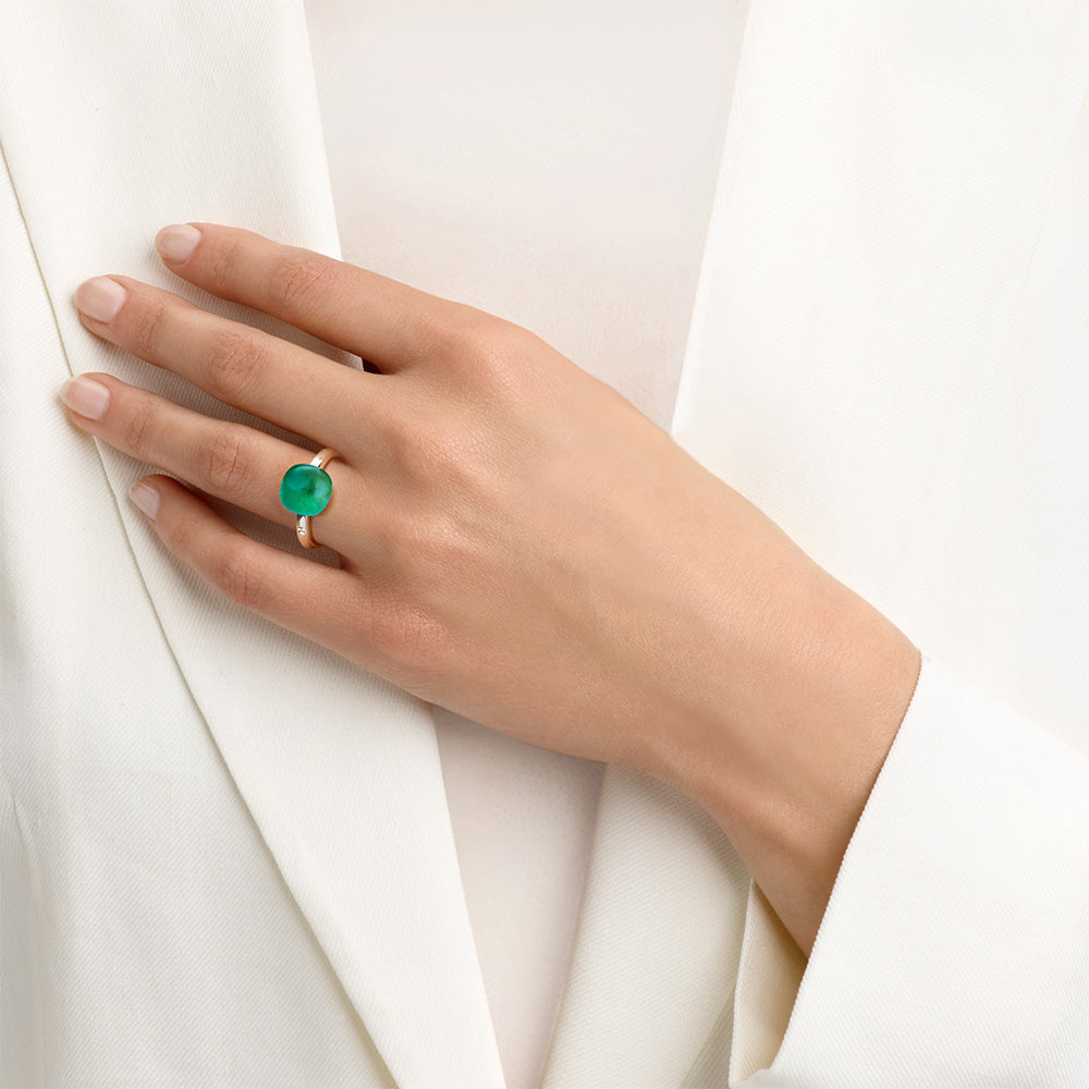 Bigli Mini Sweety Ring mit Smaragd und Perlmutt