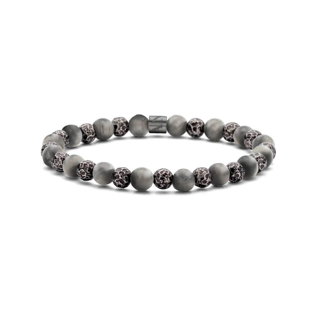 Frank 1967 Naturstein mit Stahlperlen Armband