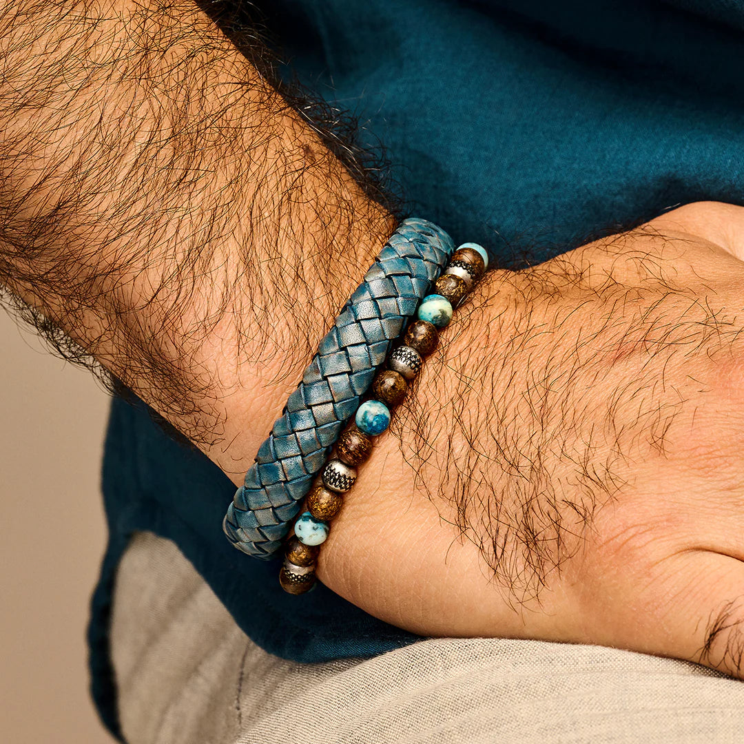 Frank 1967Naturstein mit Stahlperlen Armband
