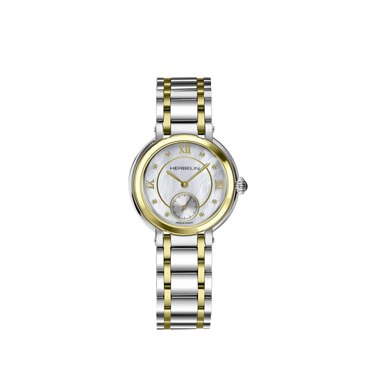 Herbelin Galet Quarz Bicolor Stahl/Gelbgold mit kleiner Sekunde