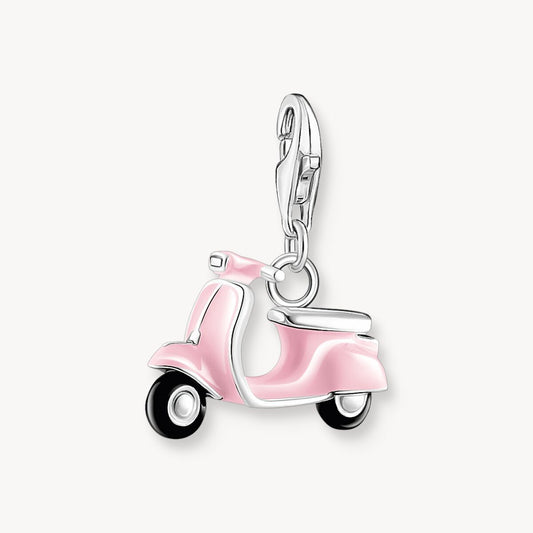 CHARM-ANHÄNGER PINKER MOTORROLLER SILBER