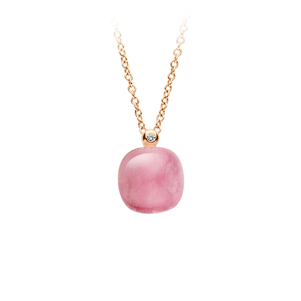 Bigli Mini Sweety Halskette mit Rubin und Rosenquarz