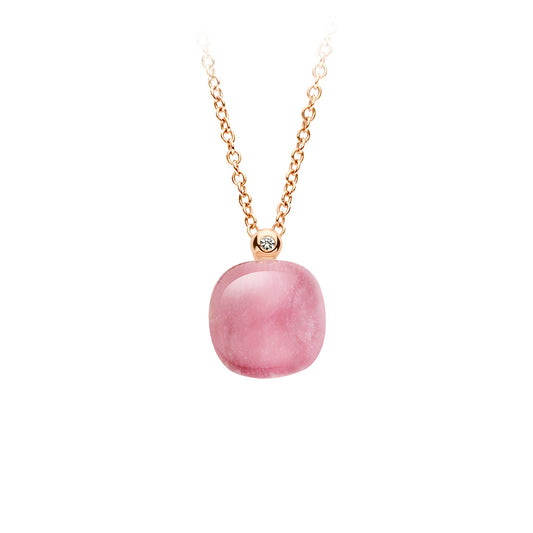 Bigli Mini Sweety Halskette mit Rubin und Rosenquarz