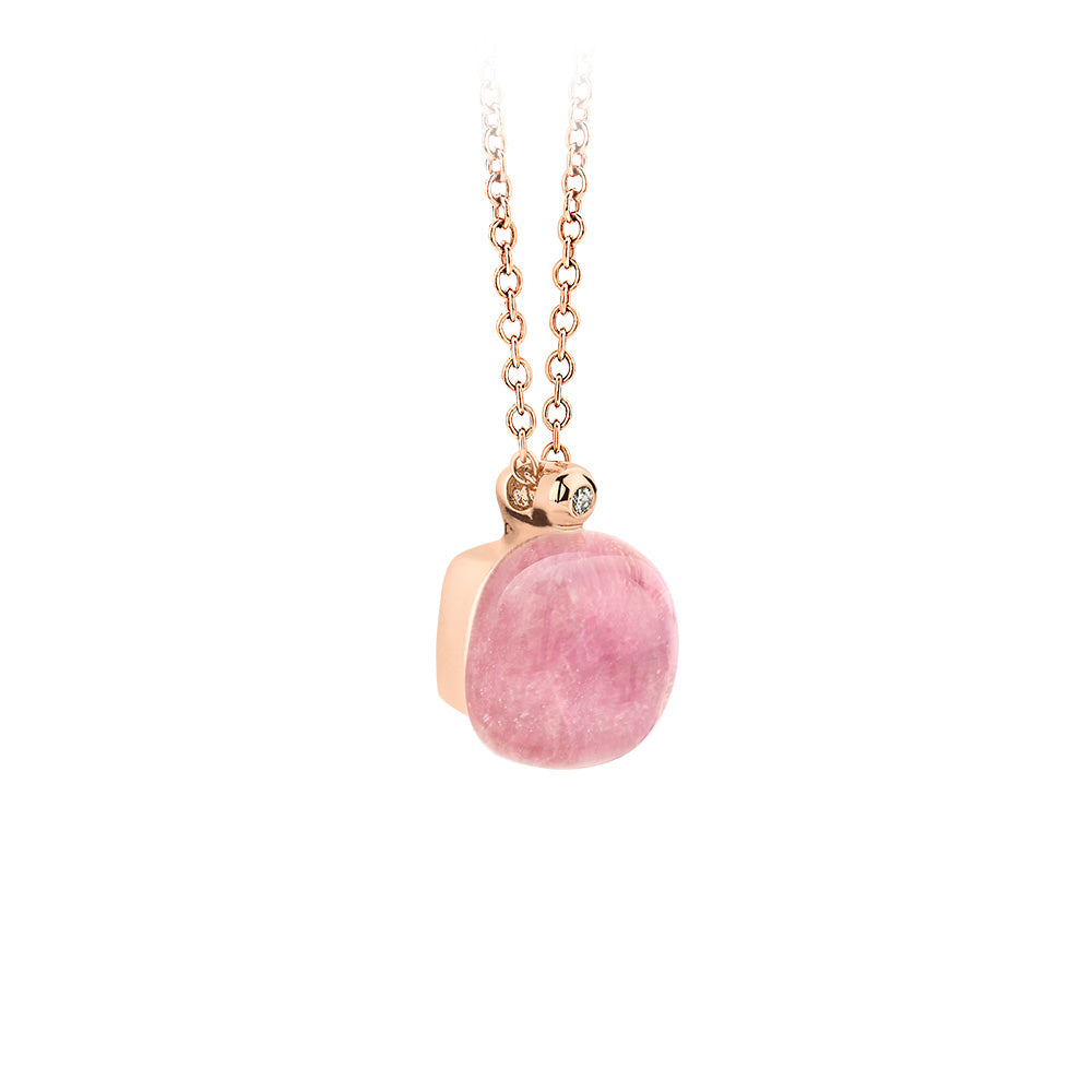Bigli Mini Sweety Halskette mit Rubin und Rosenquarz