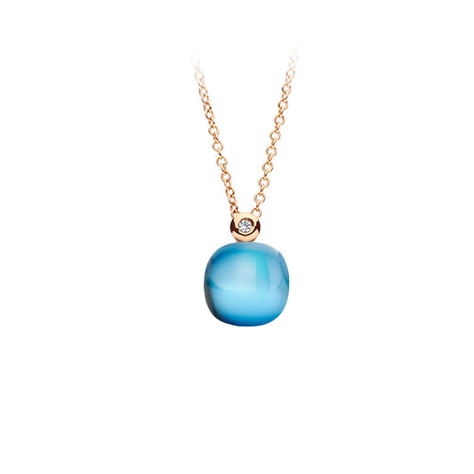 Mini Sweety Halskette Klein mit Türkis und Blauer Topas