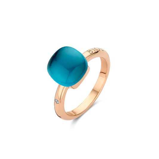 Bigli Mini Sweety Ring mit London Blau Topas und Perlmutt
