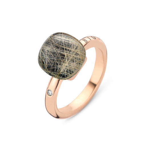 Bigli Mini Sweety Ring mit Rutilquarz und Onyx