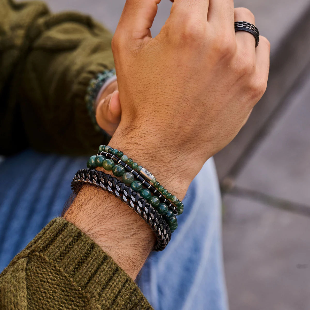 Frank 1967 Moosachat-Perlen-Armband