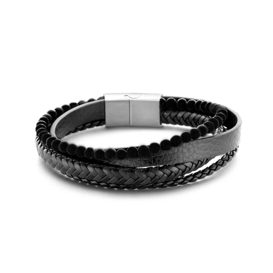 Mehrstrangiges Lederarmband mit Perlen