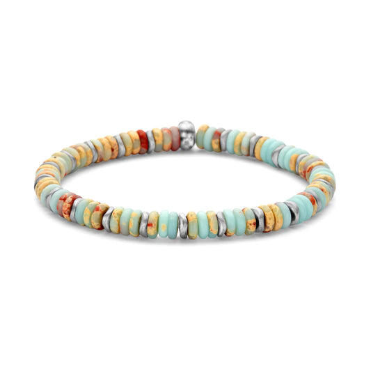 Frank 1967 Flaches Perlenarmband mit Stahl