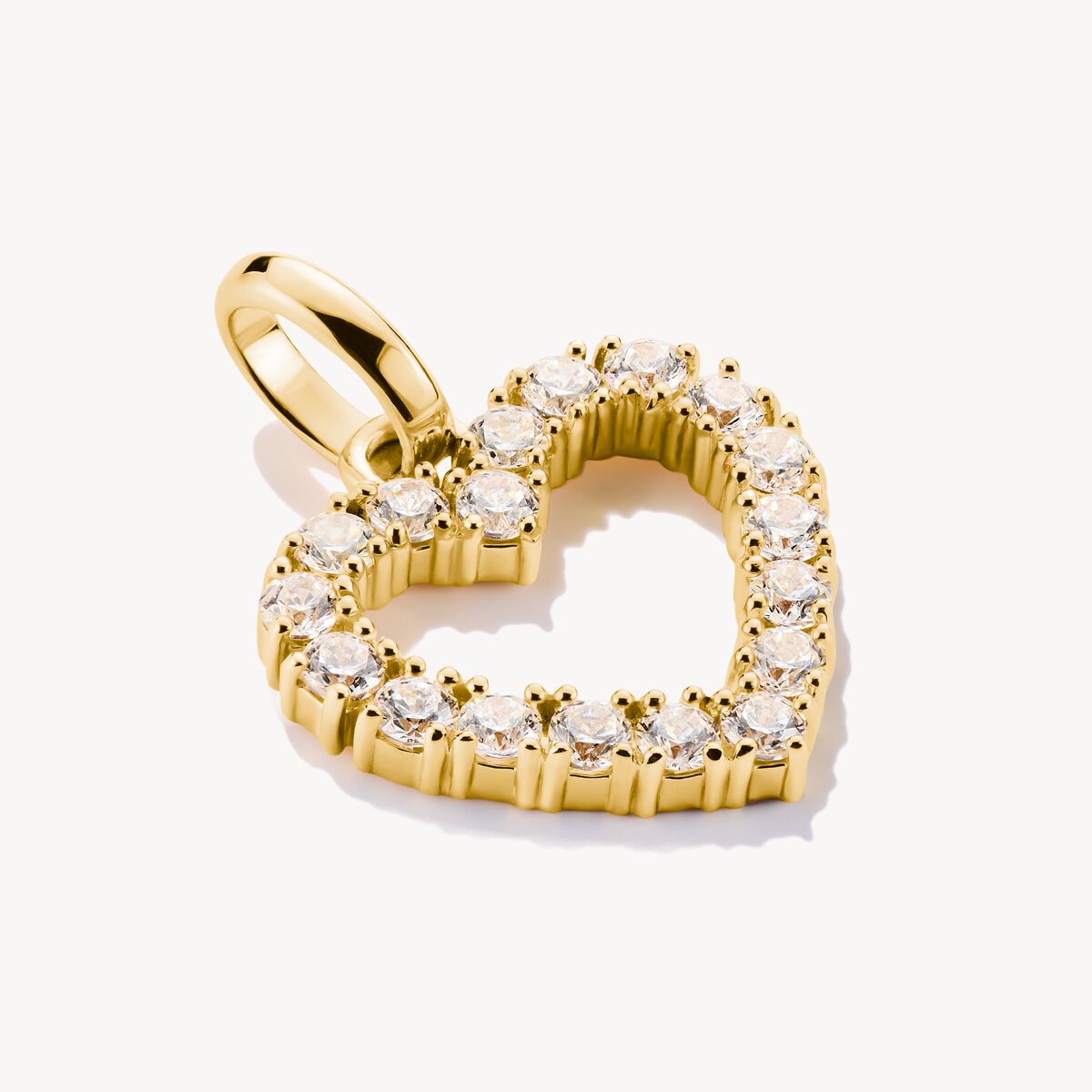 CHARM-ANHÄNGER HERZ MIT WEISSEN STEINEN CONNECT VERGOLDET